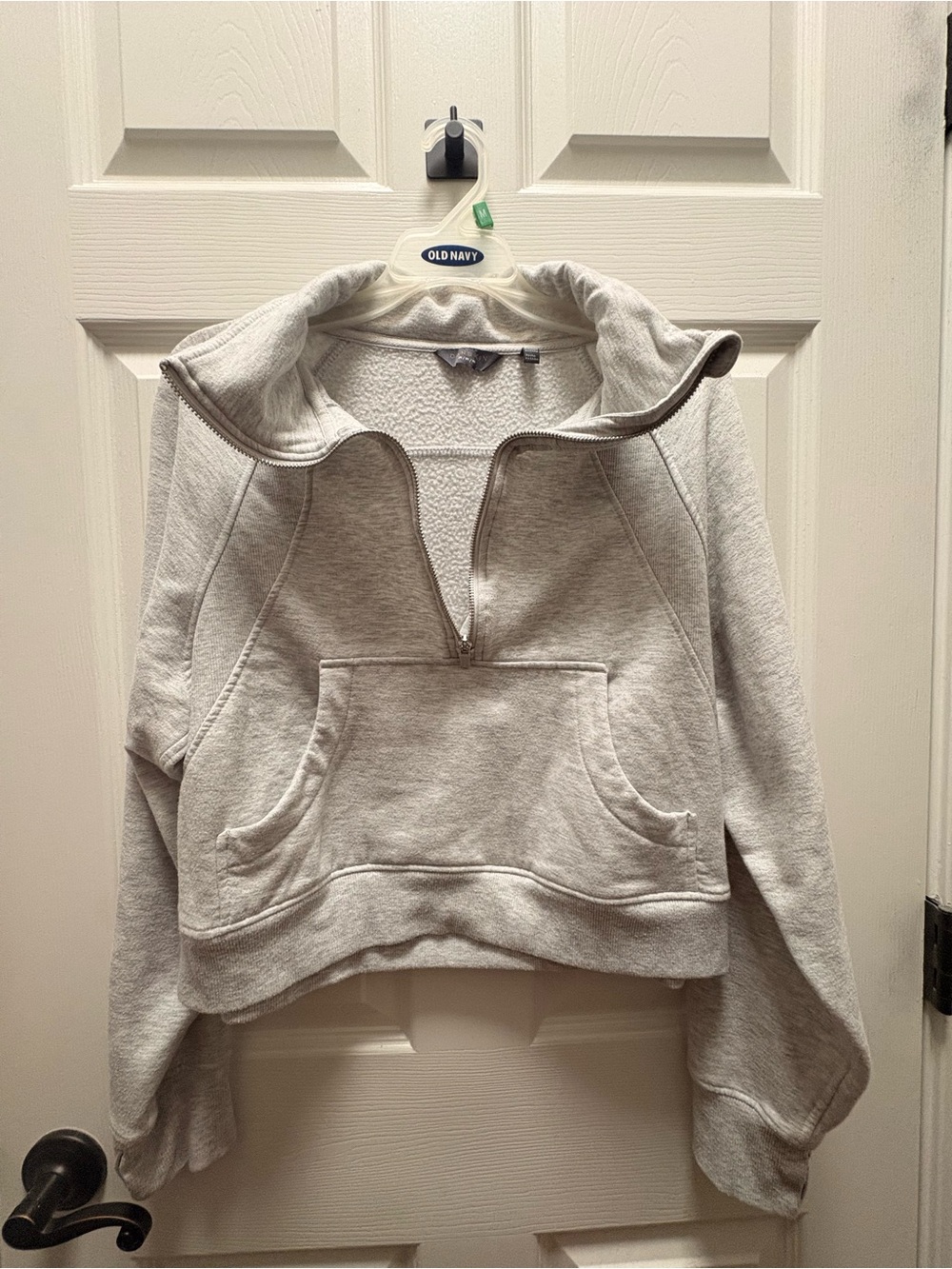 Danskin Light Gray Half-Zip Cowl Neck Pullover